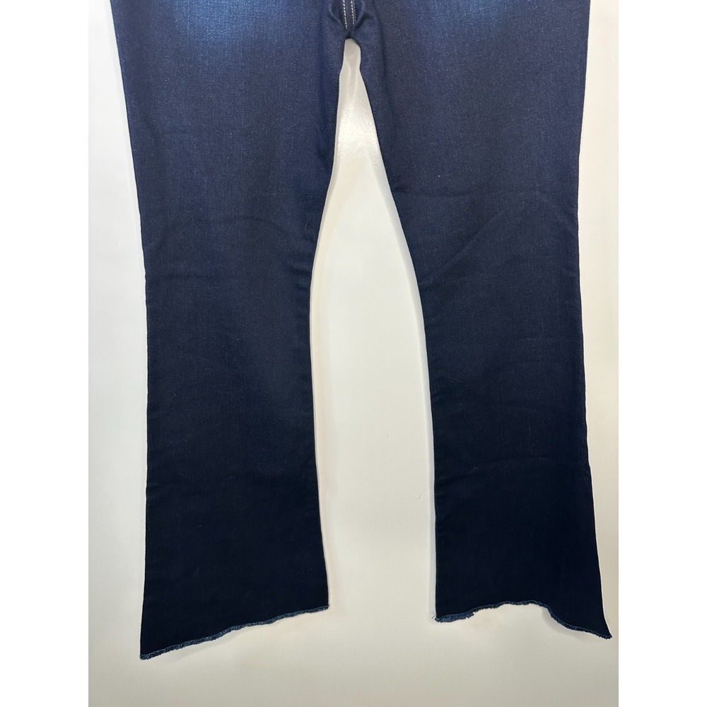 Kancan Gill High Rise Flare Jeans Dark Wash Distressed Raw Hem Size 13 / 30 - Picture 15 of 16